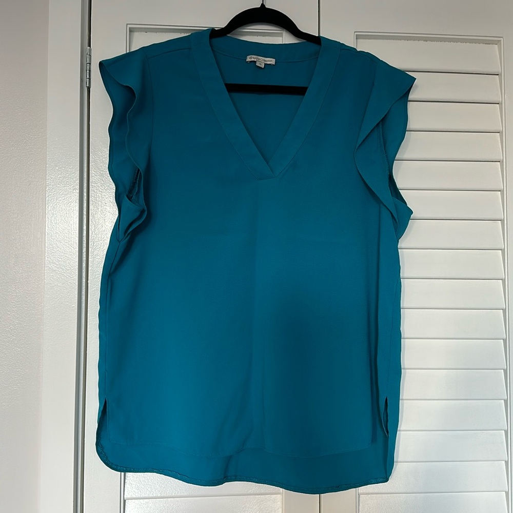 Teal short sleeve blouse